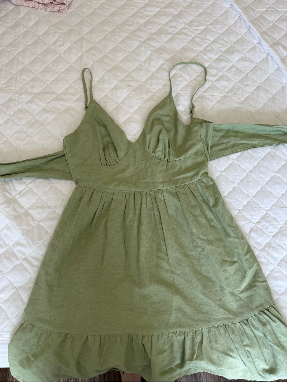 Target Olive Green Backless Sundress with Ruffle Hem